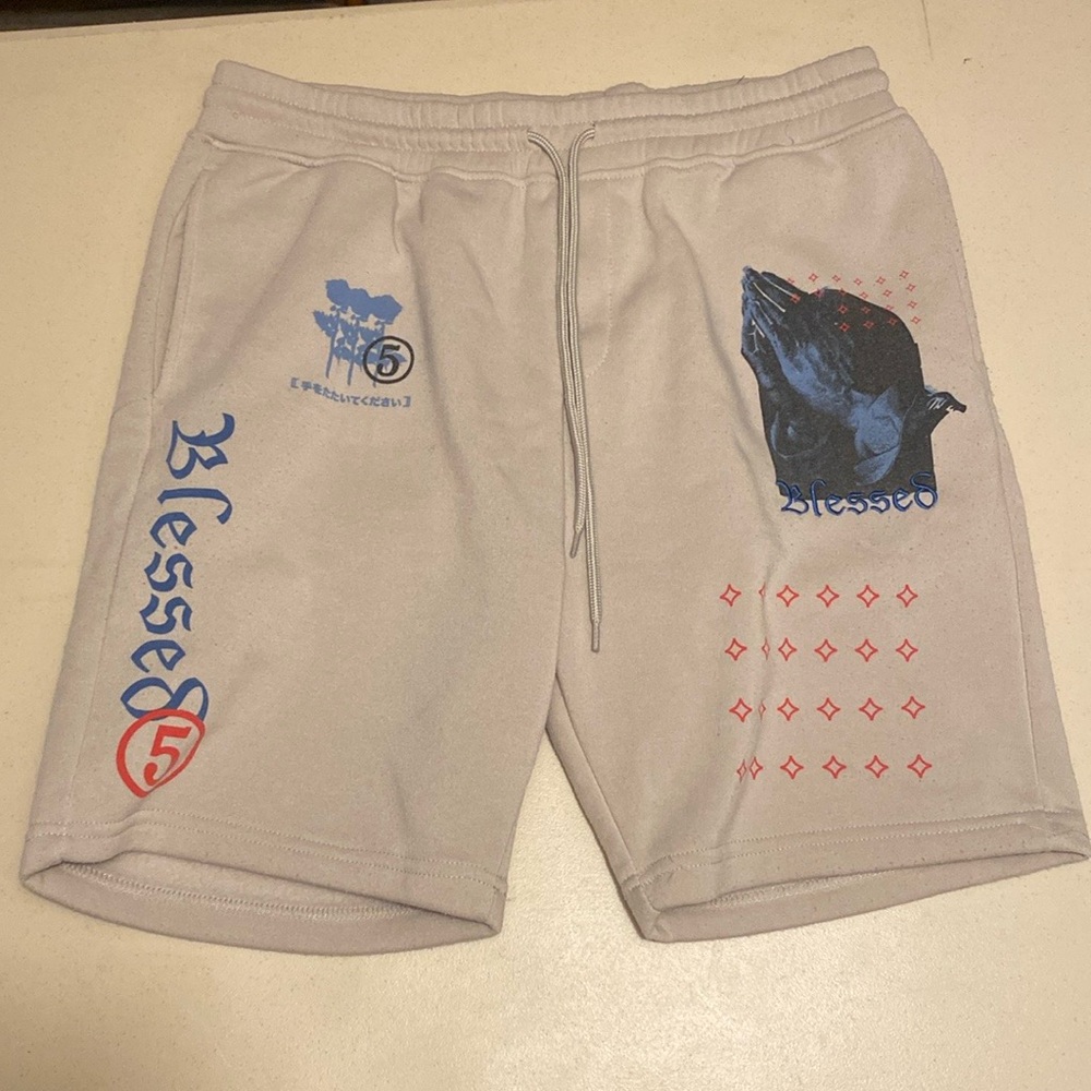 Brooklyn Cloth Gray Athletic Shorts with Graphic Designs
